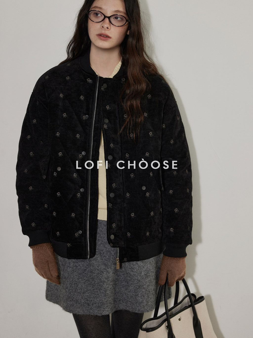 Lofi choose Thick Warm Vintage Loose Floral Womens 90Pc White Duck Down Jackets