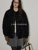 Lofi choose Thick Warm Vintage Loose Floral Womens 90Pc White Duck Down Jackets