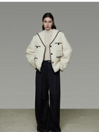 unspoken Lambswool Blend Tailored Loose Minimal Notch Collar Officewear Women Wool Coats