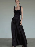 unspoken Flattering Slim Fit Spaghetti Strap Office Viscose Blend Women Maxi Dresses