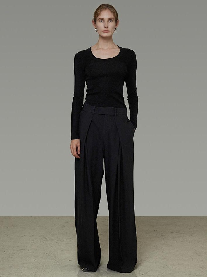 unspoken Skin Friendly Breathable Pure Wool Slim Fit Minimalist Office Women Knit Blouses