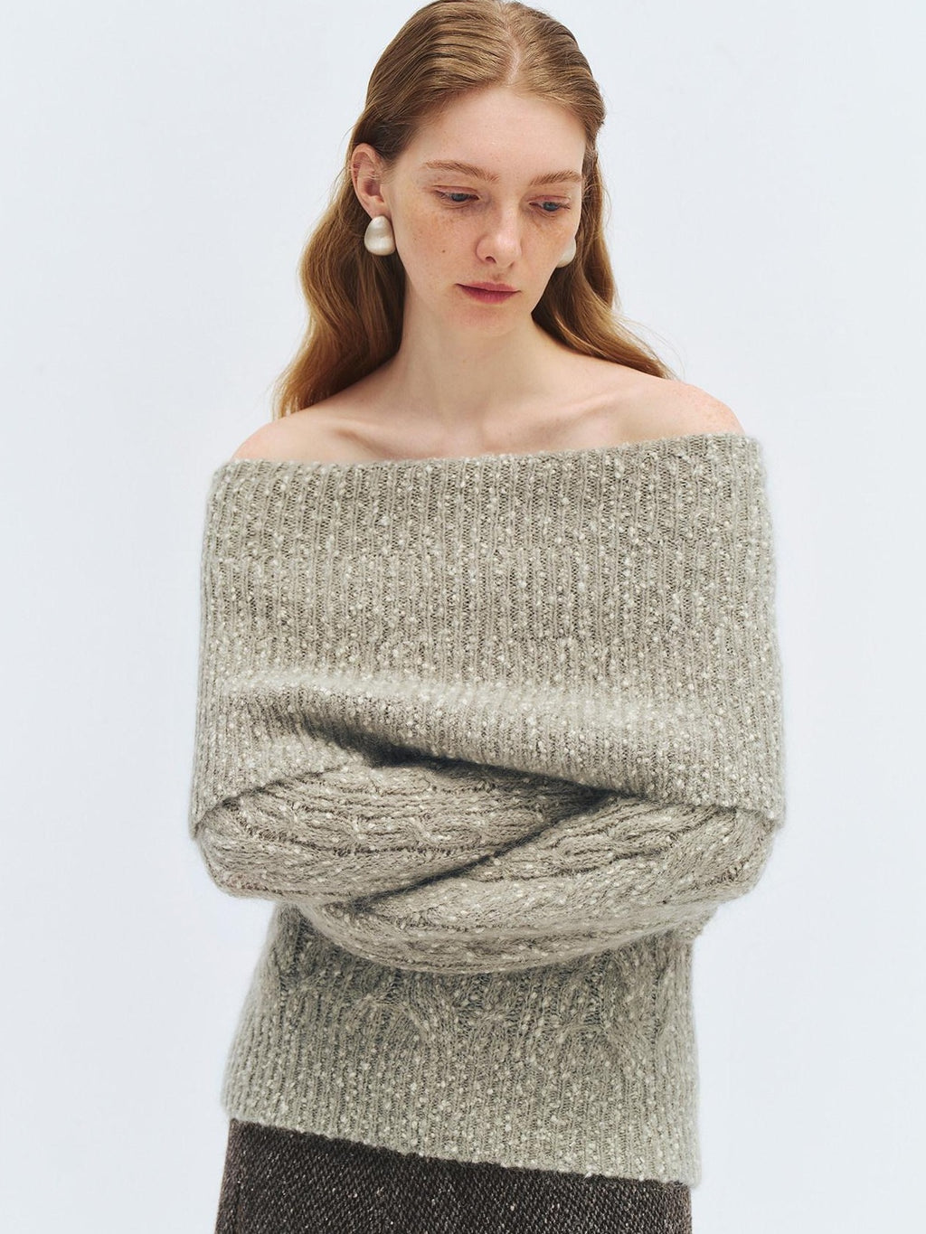 someone sometimes Wool Mohair Blend Oversized Casual Knit Pullover Women Dark Mist Green Sweaters
