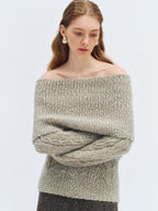 someone sometimes Wool Mohair Blend Oversized Casual Knit Pullover Women Dark Mist Green Sweaters
