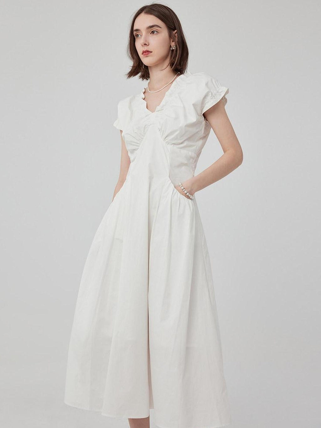 fano Flattering Natural Waist Korean A Line Casual Women Round Neck Maxi Dresses