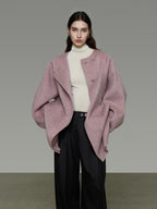 unspoken Pure Wool Loose Fit Minimal Office Midlength Single Button Women Wool Coats