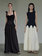 unspoken Sleek Black Spaghetti Strap Slim Fit Office Workwear Women Maxi Dresses