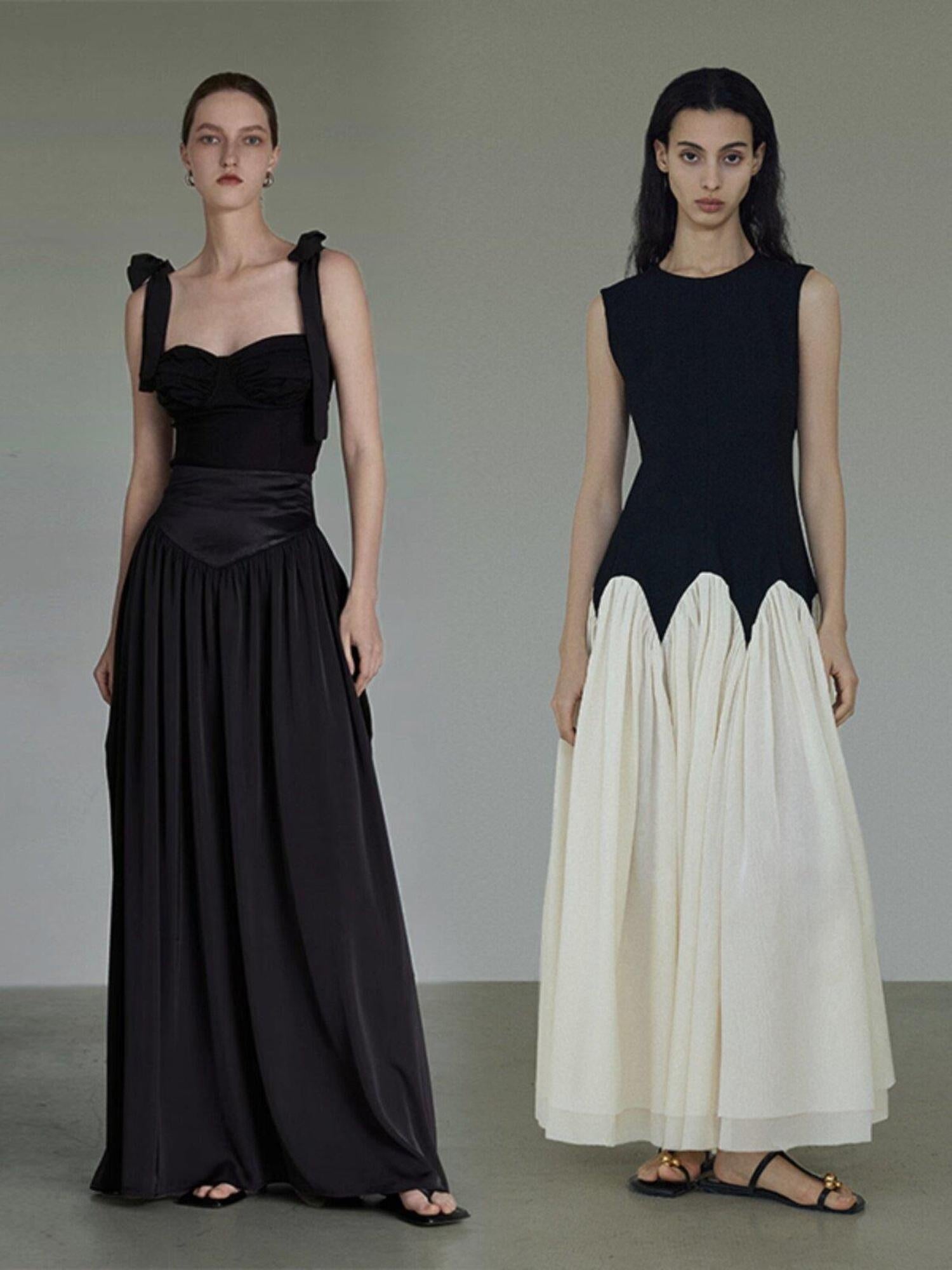 unspoken Sleek Black Spaghetti Strap Slim Fit Office Workwear Women Maxi Dresses