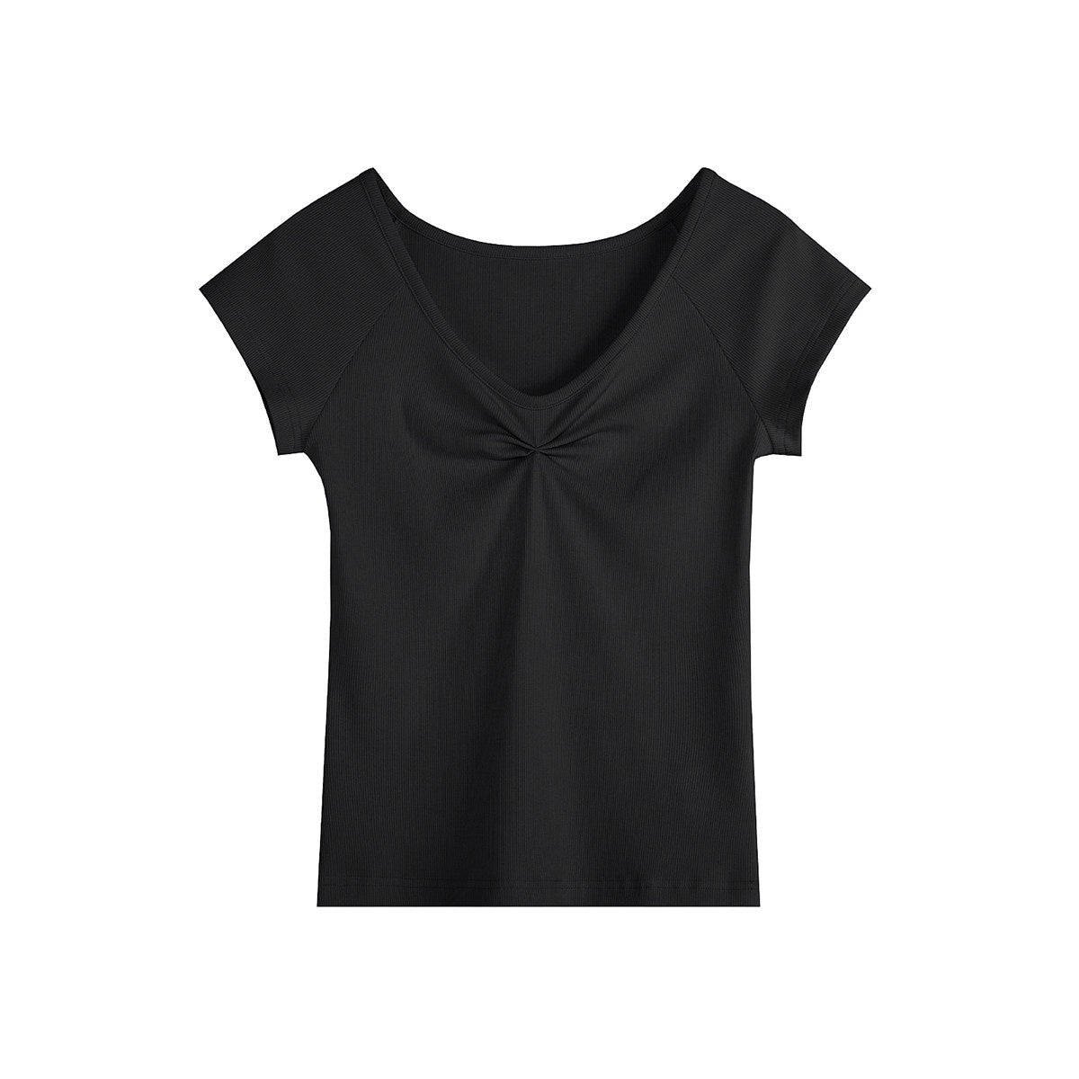fano_V-neck_Drawstring_Cotton_Blend_Minimal_Straight_Women_Short_Sleeve_T-Shirts_MISSTT