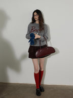 Lofi choose High Waist Cotton Puff Skirt Loose Commuter Women Brown Mini Skirts