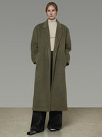 unspoken Sculpted 3D Tailoring Relaxed Minimal Commuter Office Dark Green Wool Coats