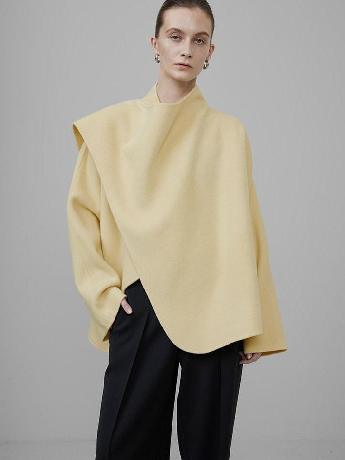 unspoken Minimal Commuter Short Straight Fit Women Cream Yellow S M Wool Coats