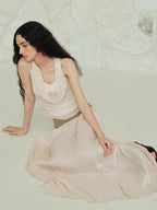 someonesometimes Tencel Wool Blend Slim Fit Commuter Workwear Unlined Beige Women Tank Tops