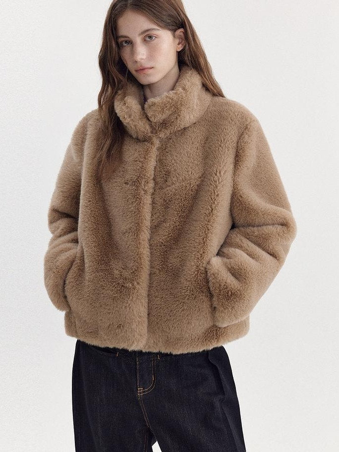 fano Lightweight Breathable Khaki Stand Collar Loose Casual Youth Womens Short Coat