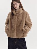fano Lightweight Breathable Khaki Stand Collar Loose Casual Youth Womens Short Coat