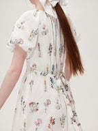 fano Lyocell Embroidered High Waist Puff Sleeve Aline Square Neck Party Maxi Dresses