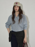 Lofi choose Pure Cotton Relaxed Fit Colorblock Plaid Collared Women Long Sleeve Shirts