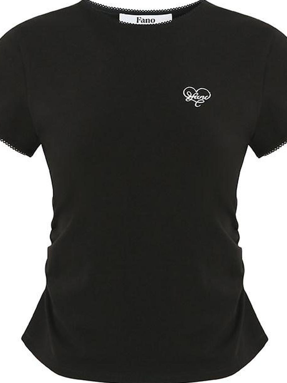 fano Lyocell Stretch Slim Fit Korean Office Black Round Neck Short Sleeve T-Shirts