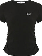 fano Lyocell Stretch Slim Fit Korean Office Black Round Neck Short Sleeve T-Shirts
