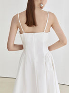 fano 100 Percent Cotton Minimalist Commuter Loose Waist V-neck Camisole Maxi Dresses