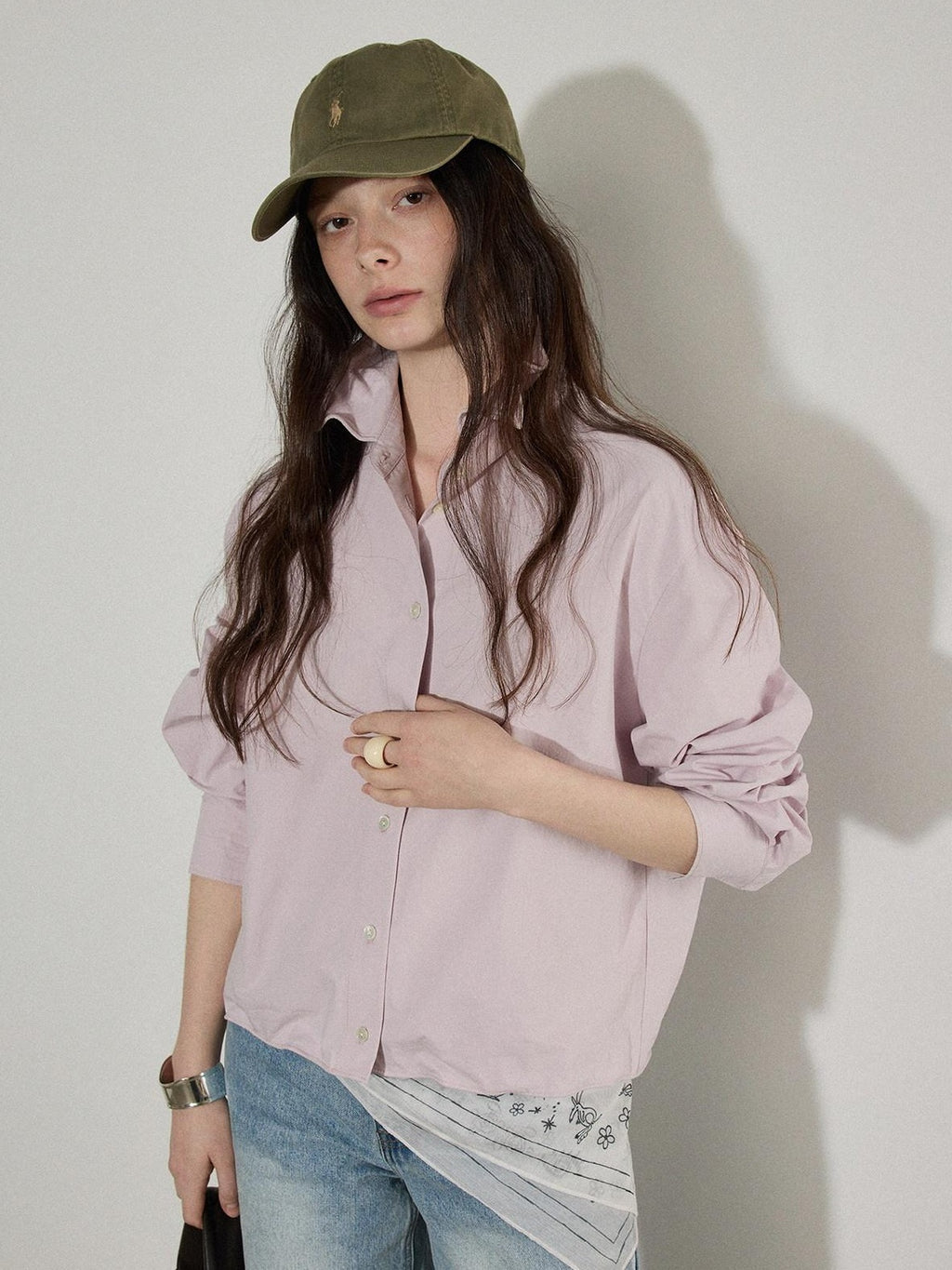 Lofi choose Pure Cotton Loose Fit Plaid Button Front Turn Down Collar Office Women Blouses