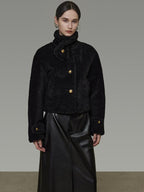 unspoken Warm Sculpted Tailoring Minimal Commuter Loose High Waist Wool Blend Short Coat