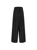 unspoken High Waist Sleek Black Workwear Tailored Fit For Ladies Polyester Wide Leg Pants