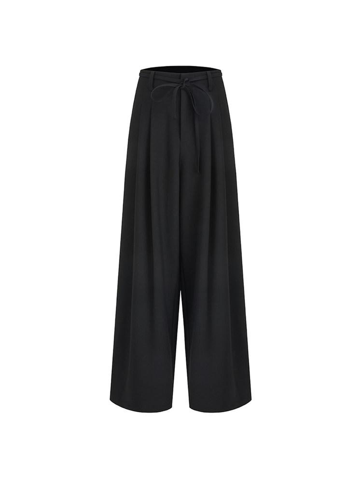 unspoken High Waist Sleek Black Workwear Tailored Fit For Ladies Polyester Wide Leg Pants