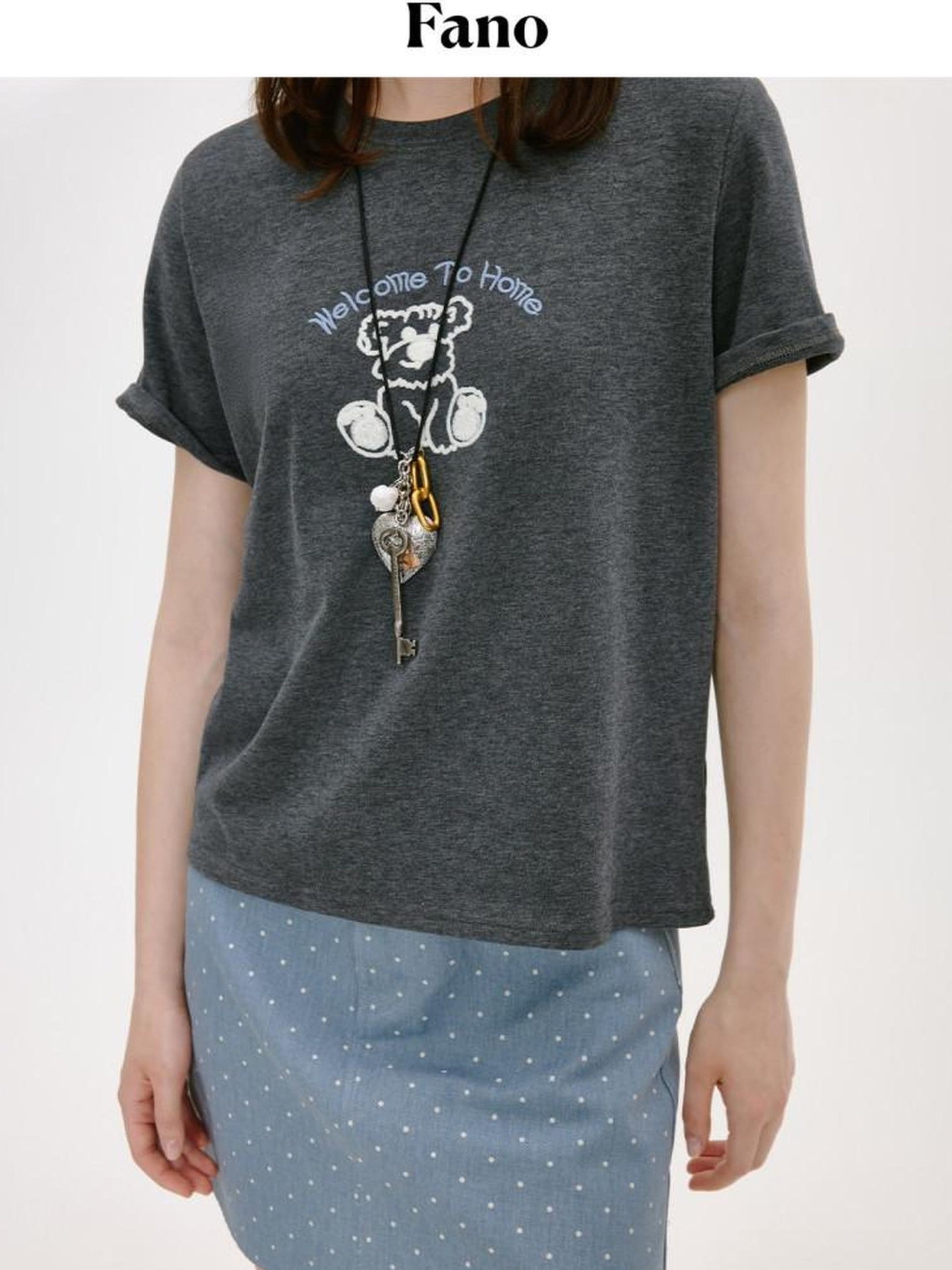 fano Soft Stretch Cotton Printed Round Neck Korean Relaxed Fit Short Sleeve T-Shirts