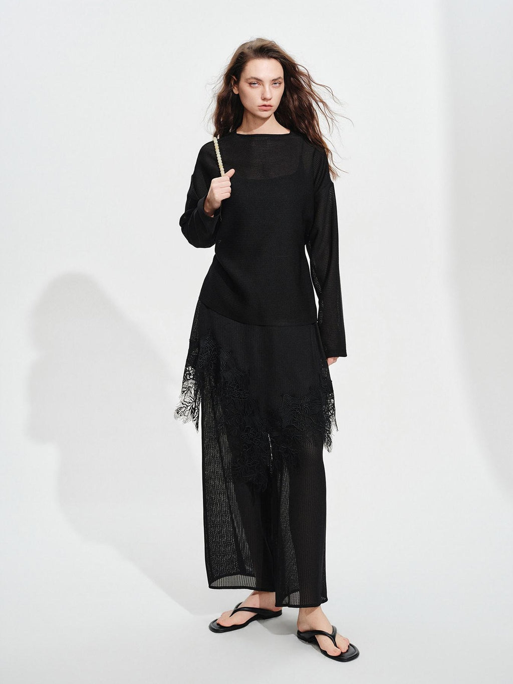 audreyyang Soft Viscose Blend Non Deforming Loose Fit Patchwork Women Top & Pants Sets