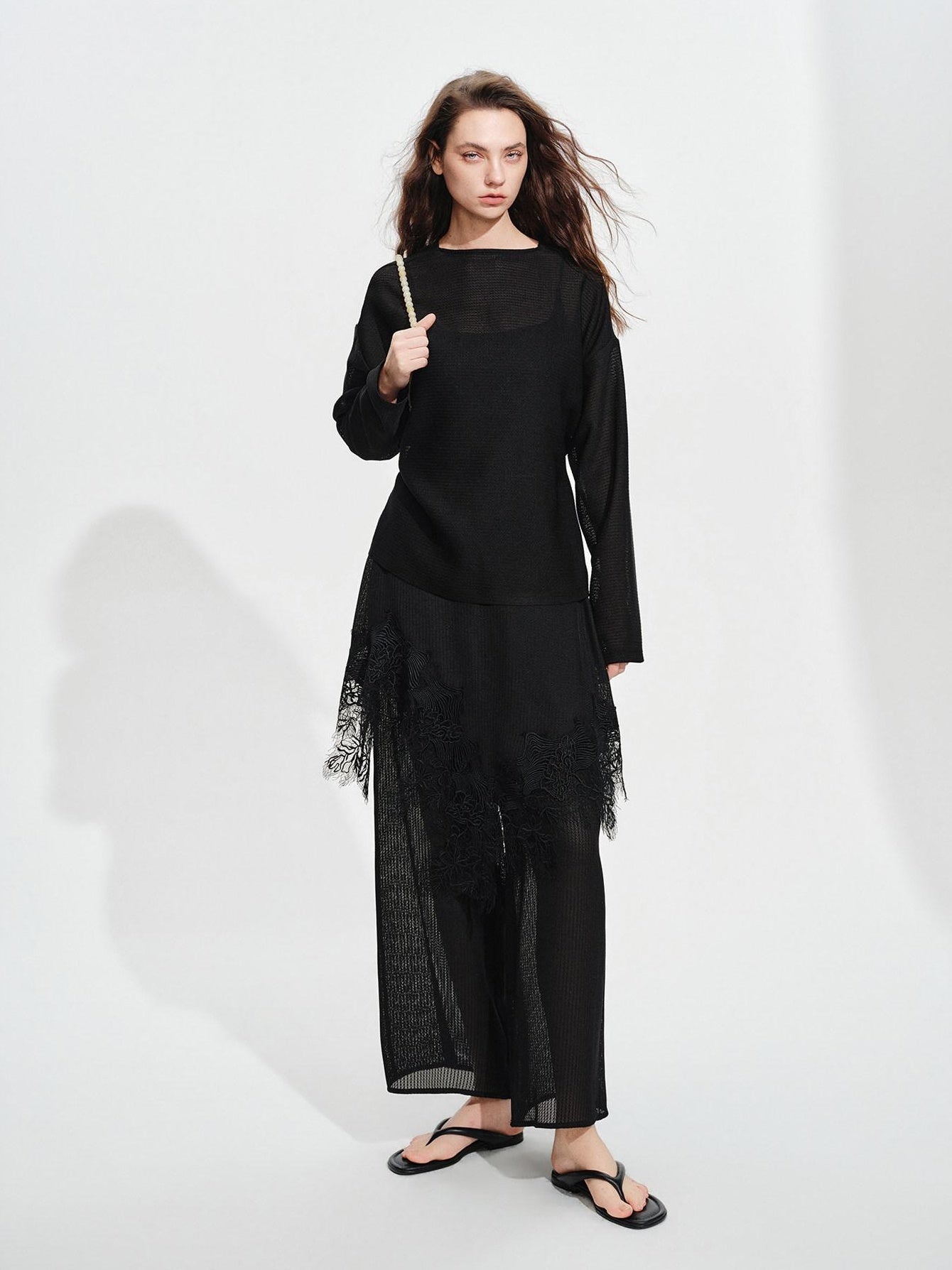 audreyyang Soft Viscose Blend Non Deforming Loose Fit Patchwork Women Top & Pants Sets