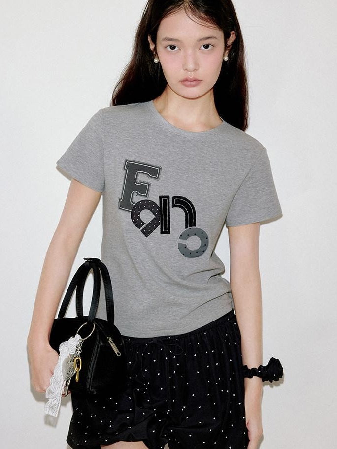 fano Creative Print Cotton Stretch Slim Fit Korean Crew Neck Short Sleeve T-Shirts