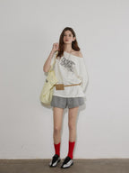 Lofi choose High Waist Loose Straight Leg Women Commuter Grey Casual Mini Shorts