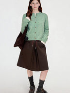 fano Thermal Workwear Straight Fit Crew Neck Green Button Front Women Cardigans
