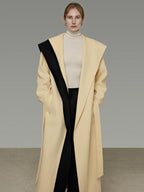 unspoken Thick Cozy Longline Loose Fit Minimal Commuter Cream Black Wool Coats
