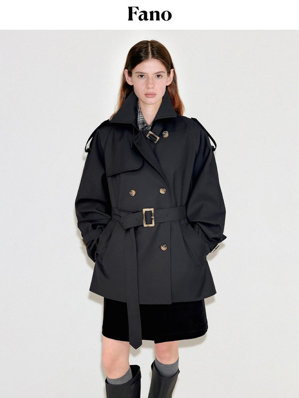 fano Double Breasted Mid Length Loose Fit Korean Commuter Women Classic Trench Coats