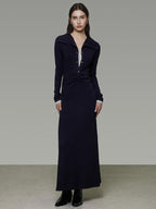 unspoken Breathable Modal Faux Twopiece Slim A Line V-neck Commuter Maxi Dresses