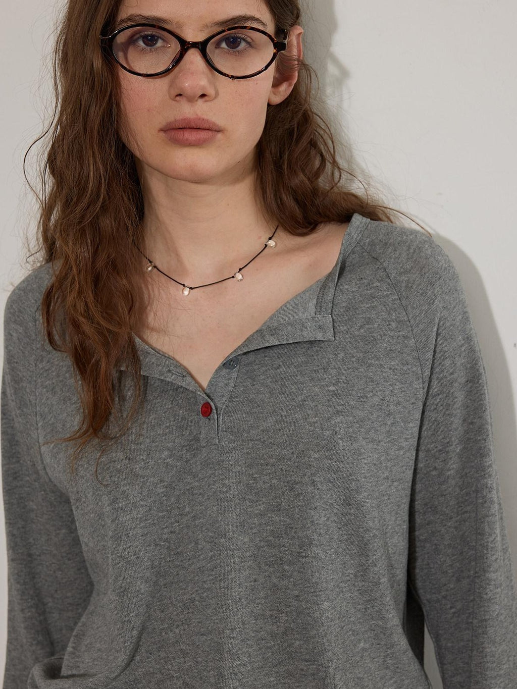 Lofi choose Cotton Blend Relaxed Raglan Commuter Women Pink Moss Gray Long Sleeve T-Shirts