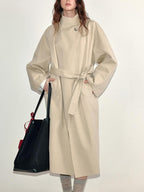 fano Lyocell Cotton Long Relaxed Korean Casual Single Breasted Beige Trench Coats