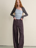 someonesometimes Washed Cotton Vintage Balloon Natural Waist Casual Women Purple Pants