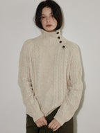 Lofi choose Cozy Thick Commuter Loose Fit Long Sleeve Women Solid Oatmeal Grey Sweaters