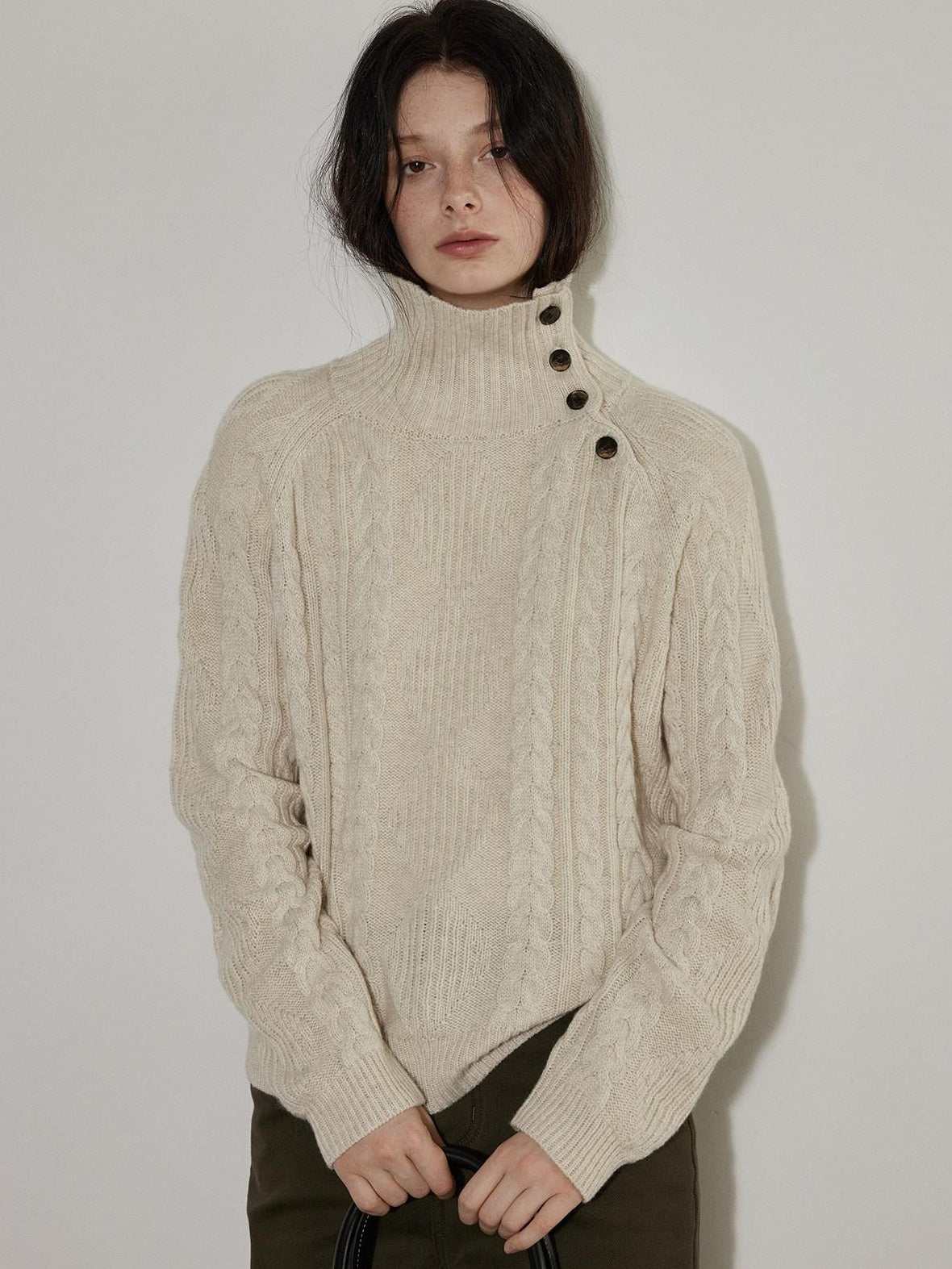 Lofi choose Cozy Thick Commuter Loose Fit Long Sleeve Women Solid Oatmeal Grey Sweaters