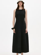 fano Breathable Cotton Blend Sleeveless A Line Korean Workwear Black Maxi Dresses
