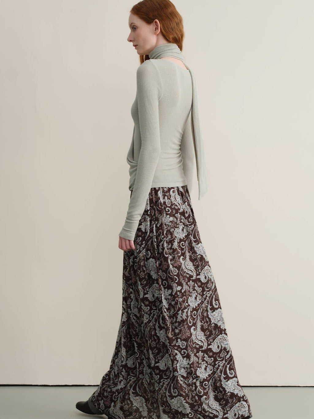 someonesometimes Lace Paisley Tie Mid Waist Relaxed H Line Casual Vacation Ladies Maxi Skirts