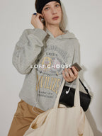 Lofi choose Soft Cotton Blend Oversized Commuter Style Casual Pullover Grey Hoodie
