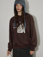 Lofi choose Fleece Lined Cotton Loose Fit Crewneck Pullover Commuter Sweatshirt