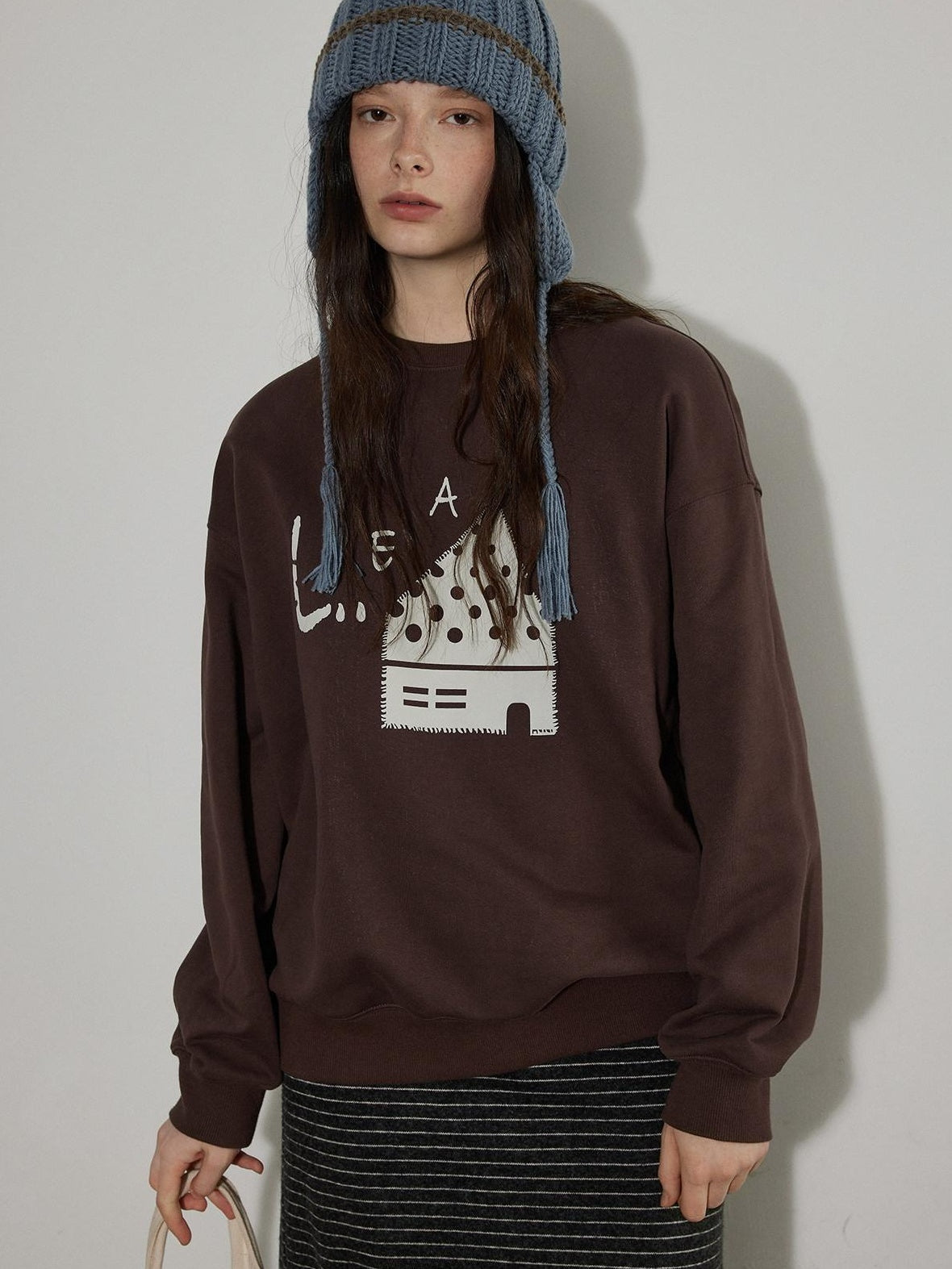 Lofi choose Fleece Lined Cotton Loose Fit Crewneck Pullover Commuter Sweatshirt