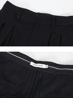 audreyyang Elegant Slim Waist Poly Blend Round Neck Midlength Pullover Black Long Coats