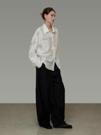 unspoken Breathable Lyocell Loose Fit Button Cardigan Women Work White Long Sleeve Shirts