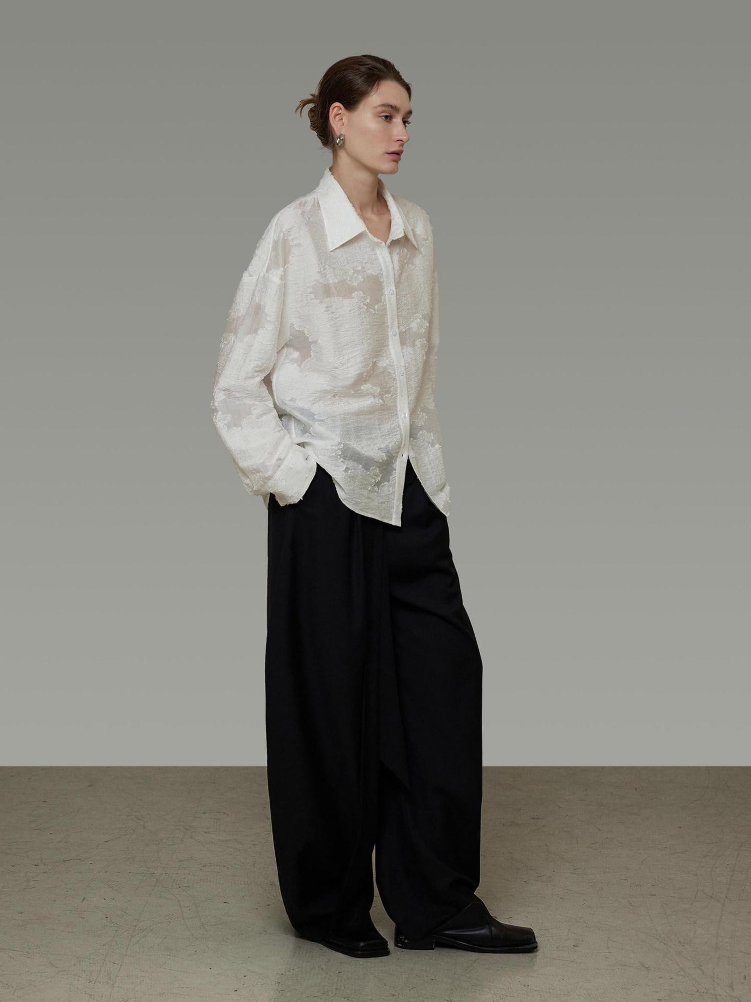 unspoken Breathable Lyocell Loose Fit Button Cardigan Women Work White Long Sleeve Shirts