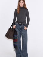 fano Cotton Cashmere Blend Slim Fit Casual High Neck Women Knit Pullover Sweaters